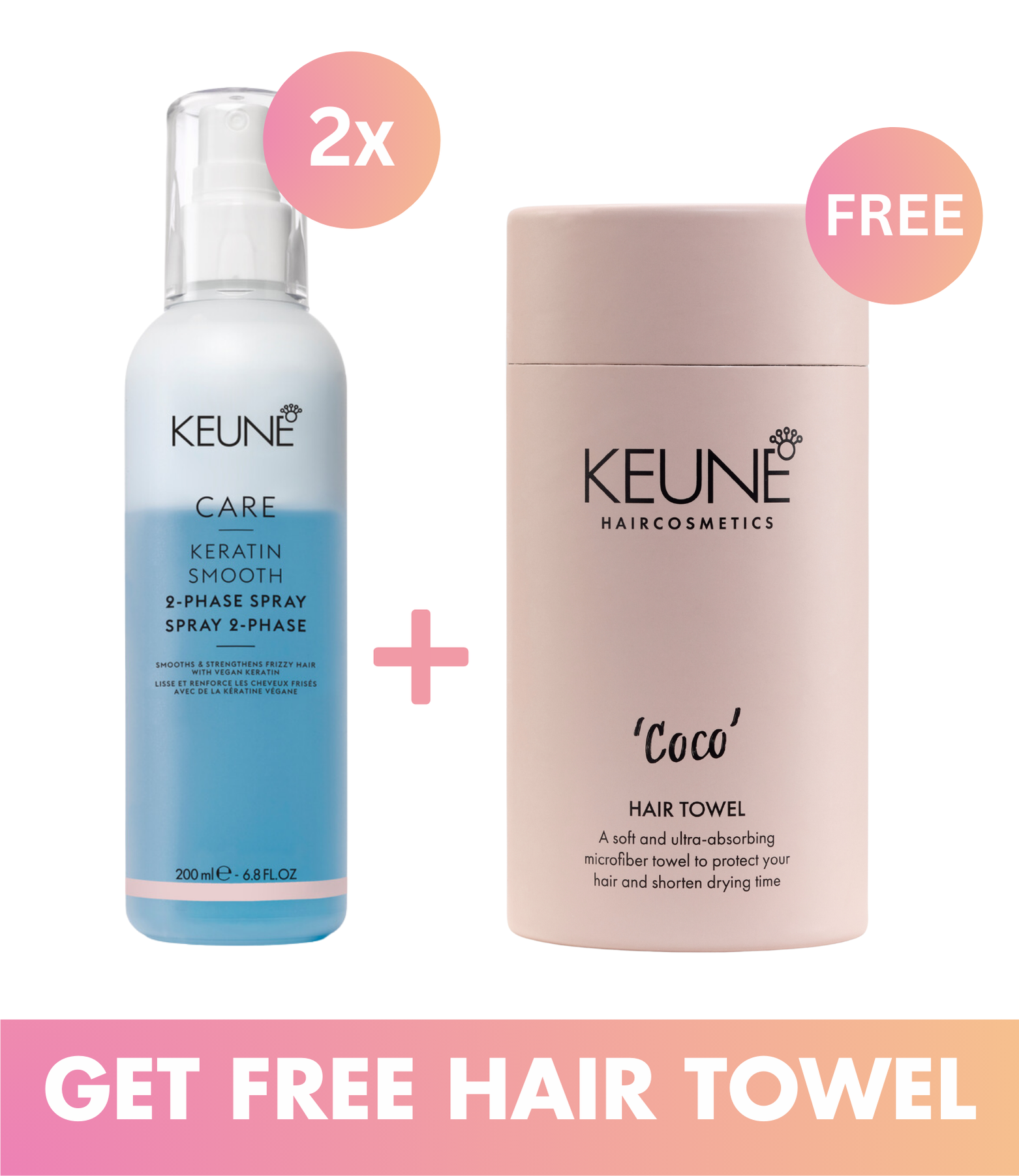 Promo 2x Keratin Smooth 2-Phasen Spray + 1x Coco Towel